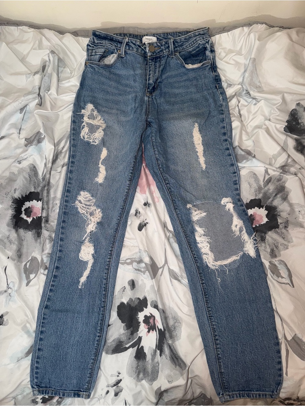 Forever 21 Distressed Light Blue Skinny Jeans